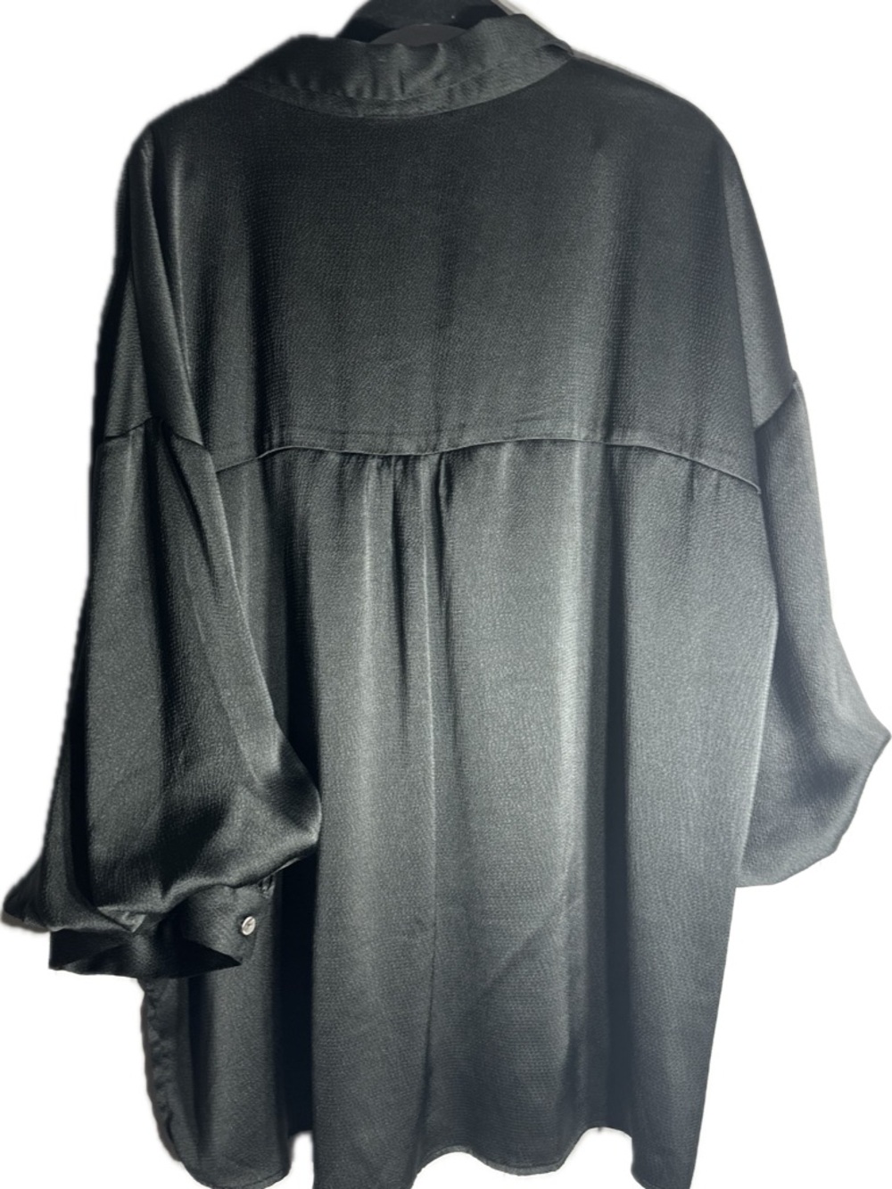 ODDY Black Textured Satin Collar Blouse - Picture 4 of 5